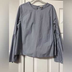 EUC blue & white bell sleeve top.